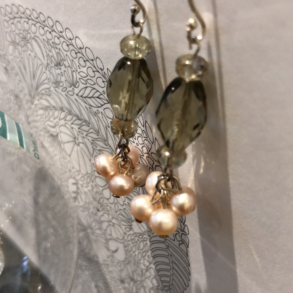 Garnet Hill Gemstone & Fresh Water Pearl Earrings - Picture 2 of 5